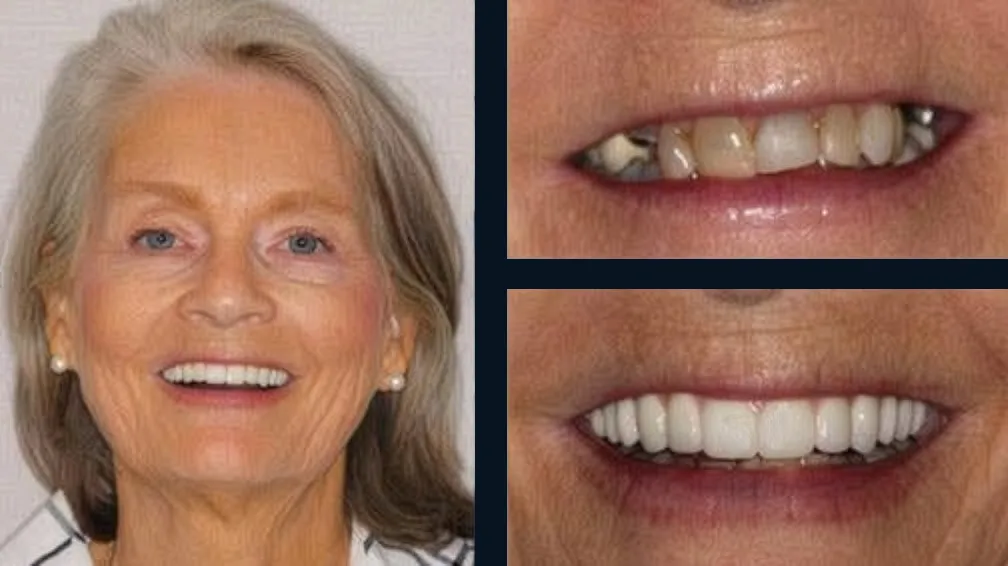 Before and after All-on-4 dental implants — Harrell Dental Implant Center patient result, Charlotte NC